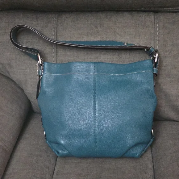 Coach Rare Teal Leather Shoulder Bag - Picture 3 of 12